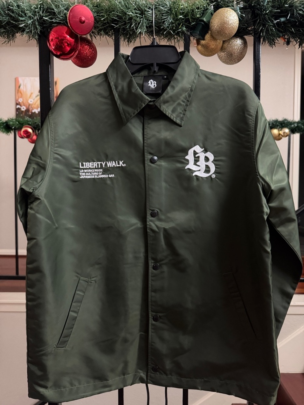 Liberty Walk Olive Green Coach Jacket with LB Crest